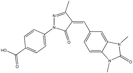 4-{4-[(1,3-dimethyl-2-oxo-2,3-dihydro-1H-benzimidazol-5-yl)methylene]-3-methyl-5-oxo-4,5-dihydro-1H-pyrazol-1-yl}benzoic acid Structure