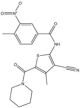 N-[3-cyano-4-methyl-5-(piperidin-1-ylcarbonyl)thien-2-yl]-3-nitro-4-methylbenzamide Structure