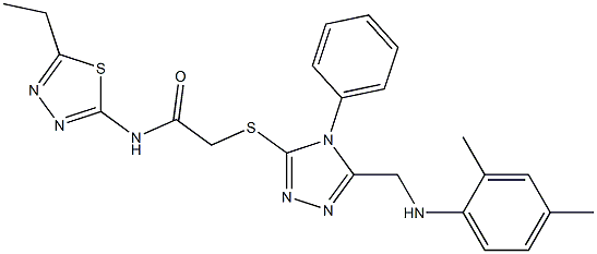 2-({5-[(2,4-dimethylanilino)methyl]-4-phenyl-4H-1,2,4-triazol-3-yl}sulfanyl)-N-(5-ethyl-1,3,4-thiadiazol-2-yl)acetamide Structure