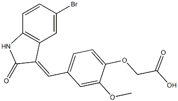 {4-[(5-bromo-2-oxo-1,2-dihydro-3H-indol-3-ylidene)methyl]-2-methoxyphenoxy}acetic acid 구조식 이미지