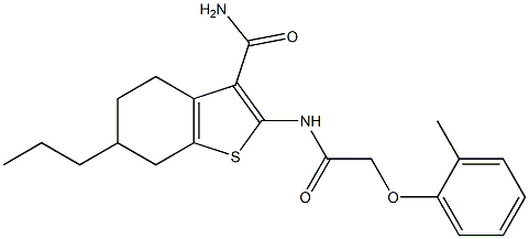 2-{[(2-methylphenoxy)acetyl]amino}-6-propyl-4,5,6,7-tetrahydro-1-benzothiophene-3-carboxamide 구조식 이미지