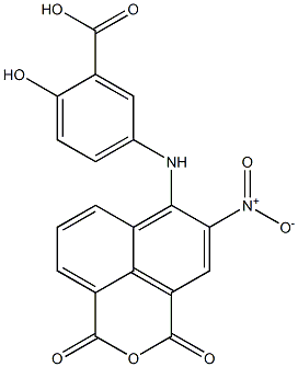 2-hydroxy-5-({5-nitro-1,3-dioxo-1H,3H-benzo[de]isochromen-6-yl}amino)benzoic acid Structure