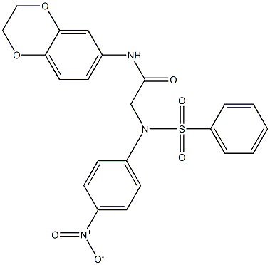 N-(2,3-dihydro-1,4-benzodioxin-6-yl)-2-[4-nitro(phenylsulfonyl)anilino]acetamide 구조식 이미지