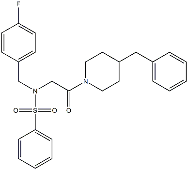 N-[2-(4-benzyl-1-piperidinyl)-2-oxoethyl]-N-(4-fluorobenzyl)benzenesulfonamide 구조식 이미지