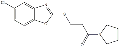 5-chloro-1,3-benzoxazol-2-yl 3-oxo-3-(1-pyrrolidinyl)propyl sulfide 구조식 이미지