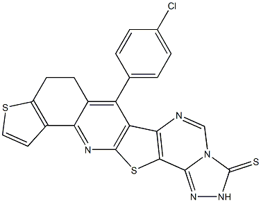 7-(4-chlorophenyl)-8,9-dihydrothieno[2,3-h][1,2,4]triazolo[3'',4'':6',1']pyrimido[4',5':4,5]thieno[2,3-b]quinoline-3(2H)-thione Structure