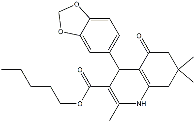 pentyl 4-(1,3-benzodioxol-5-yl)-2,7,7-trimethyl-5-oxo-1,4,5,6,7,8-hexahydro-3-quinolinecarboxylate 구조식 이미지