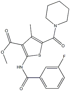 methyl 2-{[(3-fluorophenyl)carbonyl]amino}-4-methyl-5-(piperidin-1-ylcarbonyl)thiophene-3-carboxylate Structure