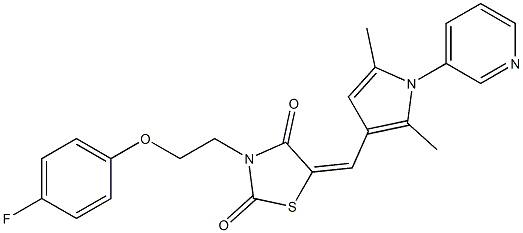 5-{[2,5-dimethyl-1-(3-pyridinyl)-1H-pyrrol-3-yl]methylene}-3-[2-(4-fluorophenoxy)ethyl]-1,3-thiazolidine-2,4-dione 구조식 이미지