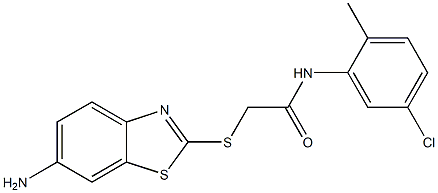 2-[(6-amino-1,3-benzothiazol-2-yl)sulfanyl]-N-(5-chloro-2-methylphenyl)acetamide 구조식 이미지