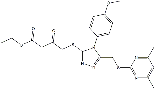 ethyl 4-{[5-{[(4,6-dimethyl-2-pyrimidinyl)sulfanyl]methyl}-4-(4-methoxyphenyl)-4H-1,2,4-triazol-3-yl]sulfanyl}-3-oxobutanoate 구조식 이미지