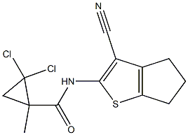 2,2-dichloro-N-(3-cyano-5,6-dihydro-4H-cyclopenta[b]thien-2-yl)-1-methylcyclopropanecarboxamide 구조식 이미지