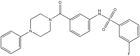 3-fluoro-N-{3-[(4-phenyl-1-piperazinyl)carbonyl]phenyl}benzenesulfonamide 구조식 이미지