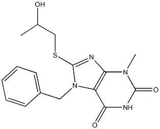 7-benzyl-8-[(2-hydroxypropyl)sulfanyl]-3-methyl-3,7-dihydro-1H-purine-2,6-dione 구조식 이미지