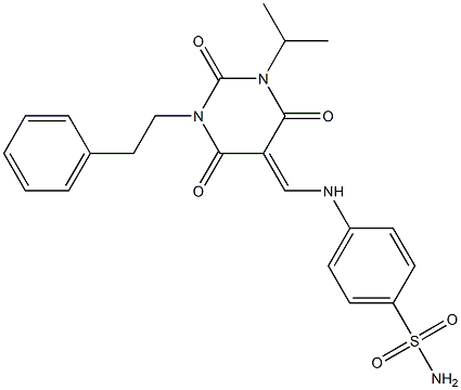 4-{[(1-isopropyl-2,4,6-trioxo-3-(2-phenylethyl)tetrahydro-5(2H)-pyrimidinylidene)methyl]amino}benzenesulfonamide Structure