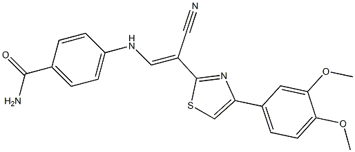 4-({2-cyano-2-[4-(3,4-dimethoxyphenyl)-1,3-thiazol-2-yl]vinyl}amino)benzamide Structure