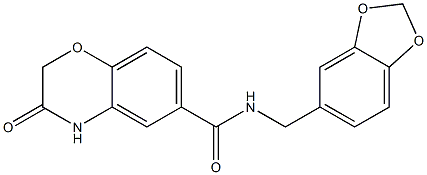 N-(1,3-benzodioxol-5-ylmethyl)-3-oxo-3,4-dihydro-2H-1,4-benzoxazine-6-carboxamide 구조식 이미지