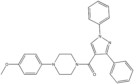 4-{4-[(1,3-diphenyl-1H-pyrazol-4-yl)carbonyl]-1-piperazinyl}phenyl methyl ether Structure