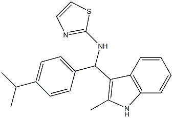 N-[(4-isopropylphenyl)(2-methyl-1H-indol-3-yl)methyl]-N-(1,3-thiazol-2-yl)amine 구조식 이미지