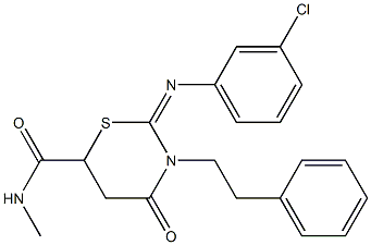 2-[(3-chlorophenyl)imino]-N-methyl-4-oxo-3-(2-phenylethyl)-1,3-thiazinane-6-carboxamide 구조식 이미지