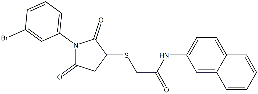 2-{[1-(3-bromophenyl)-2,5-dioxo-3-pyrrolidinyl]sulfanyl}-N-(2-naphthyl)acetamide 구조식 이미지