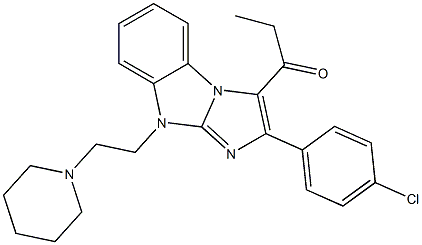 1-{2-(4-chlorophenyl)-9-[2-(1-piperidinyl)ethyl]-9H-imidazo[1,2-a]benzimidazol-3-yl}-1-propanone Structure