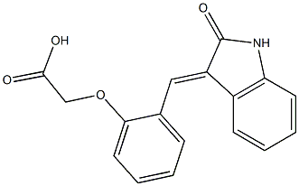 {2-[(2-oxo-1,2-dihydro-3H-indol-3-ylidene)methyl]phenoxy}acetic acid 구조식 이미지