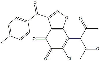 7-(1-acetyl-2-oxopropyl)-6-chloro-3-(4-methylbenzoyl)-1-benzofuran-4,5-dione 구조식 이미지