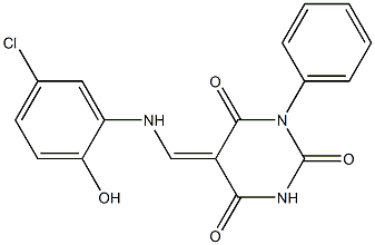 5-[(5-chloro-2-hydroxyanilino)methylene]-1-phenyl-2,4,6(1H,3H,5H)-pyrimidinetrione 구조식 이미지