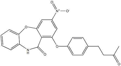 3-nitro-1-[4-(3-oxobutyl)phenoxy]dibenzo[b,f][1,4]oxazepin-11(10H)-one 구조식 이미지