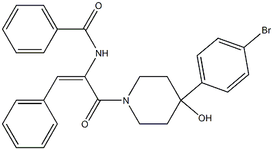 N-(1-{[4-(4-bromophenyl)-4-hydroxy-1-piperidinyl]carbonyl}-2-phenylvinyl)benzamide 구조식 이미지