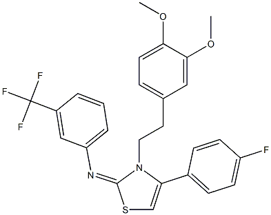 N-(3-[2-(3,4-dimethoxyphenyl)ethyl]-4-(4-fluorophenyl)-1,3-thiazol-2(3H)-ylidene)-N-[3-(trifluoromethyl)phenyl]amine Structure