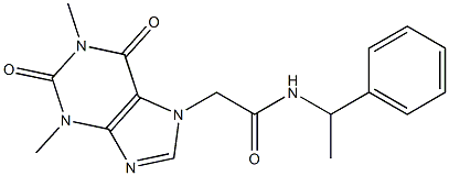 2-(1,3-dimethyl-2,6-dioxo-1,2,3,6-tetrahydro-7H-purin-7-yl)-N-(1-phenylethyl)acetamide 구조식 이미지