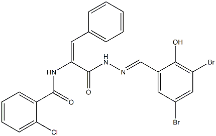 2-chloro-N-(1-{[2-(3,5-dibromo-2-hydroxybenzylidene)hydrazino]carbonyl}-2-phenylvinyl)benzamide Structure