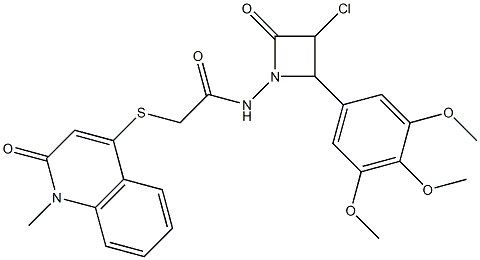 N-[3-chloro-2-oxo-4-(3,4,5-trimethoxyphenyl)-1-azetidinyl]-2-[(1-methyl-2-oxo-1,2-dihydro-4-quinolinyl)sulfanyl]acetamide Structure