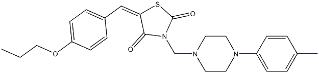 3-{[4-(4-methylphenyl)-1-piperazinyl]methyl}-5-(4-propoxybenzylidene)-1,3-thiazolidine-2,4-dione 구조식 이미지