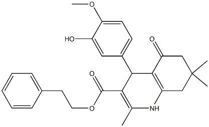 2-phenylethyl 4-(3-hydroxy-4-methoxyphenyl)-2,7,7-trimethyl-5-oxo-1,4,5,6,7,8-hexahydro-3-quinolinecarboxylate 구조식 이미지