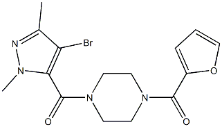 1-[(4-bromo-1,3-dimethyl-1H-pyrazol-5-yl)carbonyl]-4-(2-furoyl)piperazine Structure