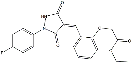 ethyl (2-{[1-(4-fluorophenyl)-3,5-dioxo-4-pyrazolidinylidene]methyl}phenoxy)acetate Structure