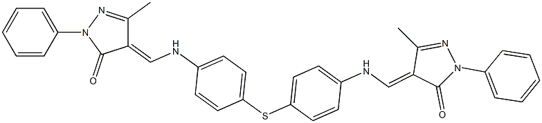 5-methyl-4-({4-[(4-{[(3-methyl-5-oxo-1-phenyl-1,5-dihydro-4H-pyrazol-4-ylidene)methyl]amino}phenyl)sulfanyl]anilino}methylene)-2-phenyl-2,4-dihydro-3H-pyrazol-3-one 구조식 이미지