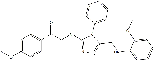 2-({5-[(2-methoxyanilino)methyl]-4-phenyl-4H-1,2,4-triazol-3-yl}sulfanyl)-1-(4-methoxyphenyl)ethanone 구조식 이미지
