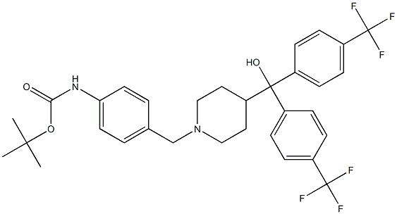 tert-butyl 4-{[4-(hydroxy{bis[4-(trifluoromethyl)phenyl]}methyl)-1-piperidinyl]methyl}phenylcarbamate 구조식 이미지