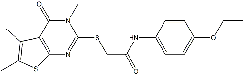 N-[4-(ethyloxy)phenyl]-2-[(3,5,6-trimethyl-4-oxo-3,4-dihydrothieno[2,3-d]pyrimidin-2-yl)sulfanyl]acetamide 구조식 이미지