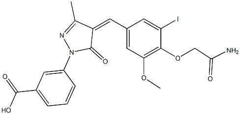 3-{4-[4-(2-amino-2-oxoethoxy)-3-iodo-5-methoxybenzylidene]-3-methyl-5-oxo-4,5-dihydro-1H-pyrazol-1-yl}benzoic acid 구조식 이미지
