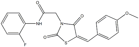 N-(2-fluorophenyl)-2-[5-(4-methoxybenzylidene)-2,4-dioxo-1,3-thiazolidin-3-yl]acetamide 구조식 이미지