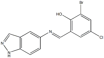 2-bromo-4-chloro-6-[(1H-indazol-5-ylimino)methyl]phenol 구조식 이미지