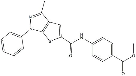 methyl 4-{[(3-methyl-1-phenyl-1H-thieno[2,3-c]pyrazol-5-yl)carbonyl]amino}benzoate Structure