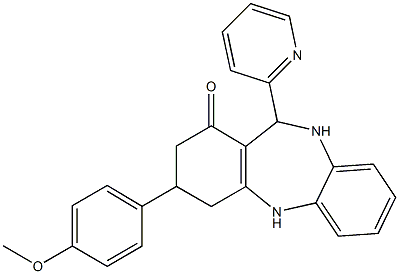 3-(4-methoxyphenyl)-11-(2-pyridinyl)-2,3,4,5,10,11-hexahydro-1H-dibenzo[b,e][1,4]diazepin-1-one 구조식 이미지