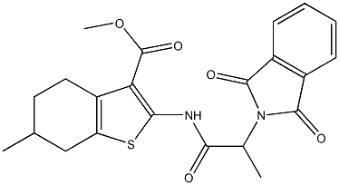 methyl 2-{[2-(1,3-dioxo-1,3-dihydro-2H-isoindol-2-yl)propanoyl]amino}-6-methyl-4,5,6,7-tetrahydro-1-benzothiophene-3-carboxylate Structure