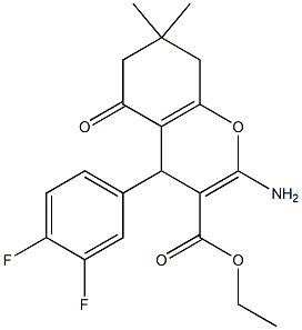 ethyl 2-amino-4-(3,4-difluorophenyl)-7,7-dimethyl-5-oxo-5,6,7,8-tetrahydro-4H-chromene-3-carboxylate 구조식 이미지